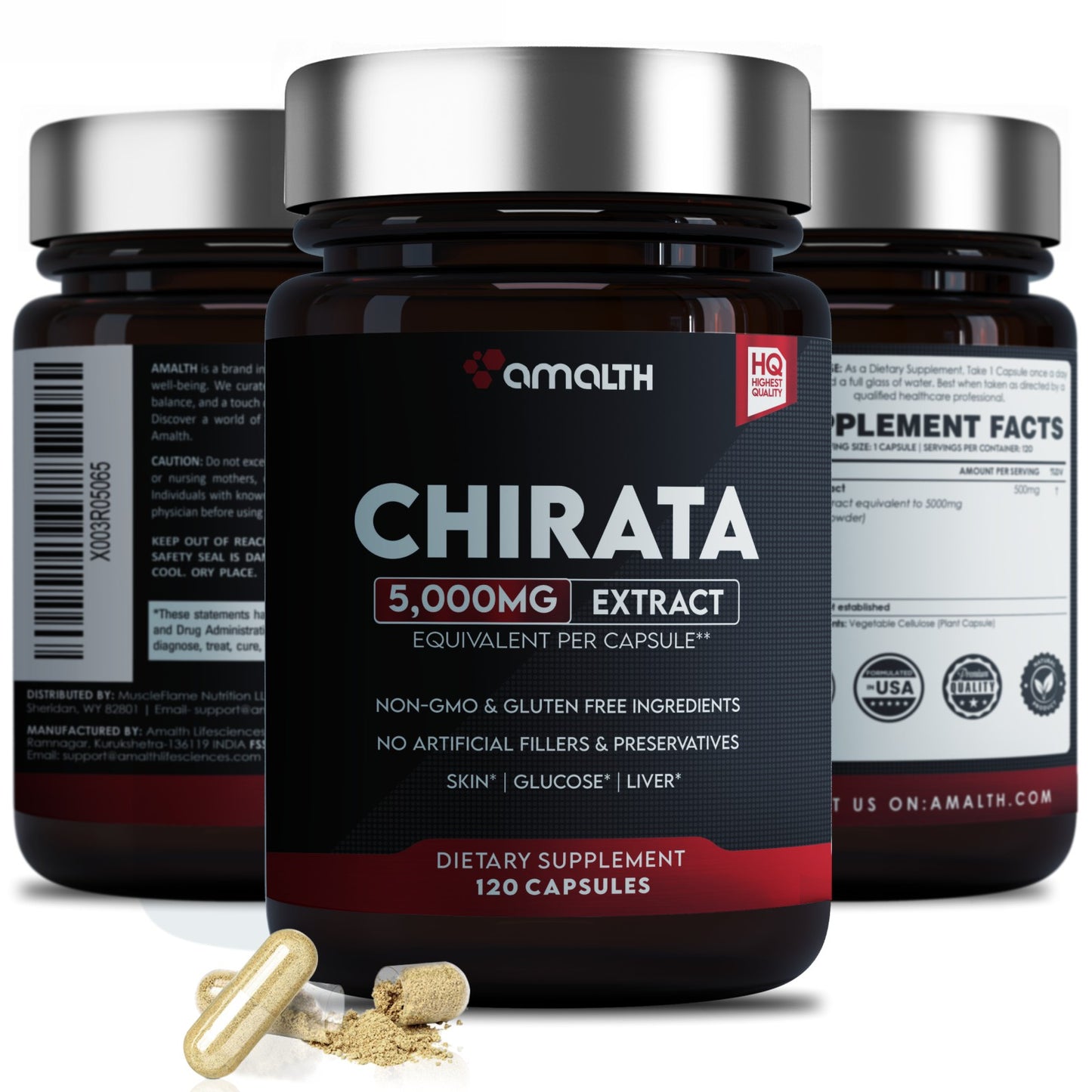 Swertia Chirata Extract Powder Dietary Supplements 120 Capsules