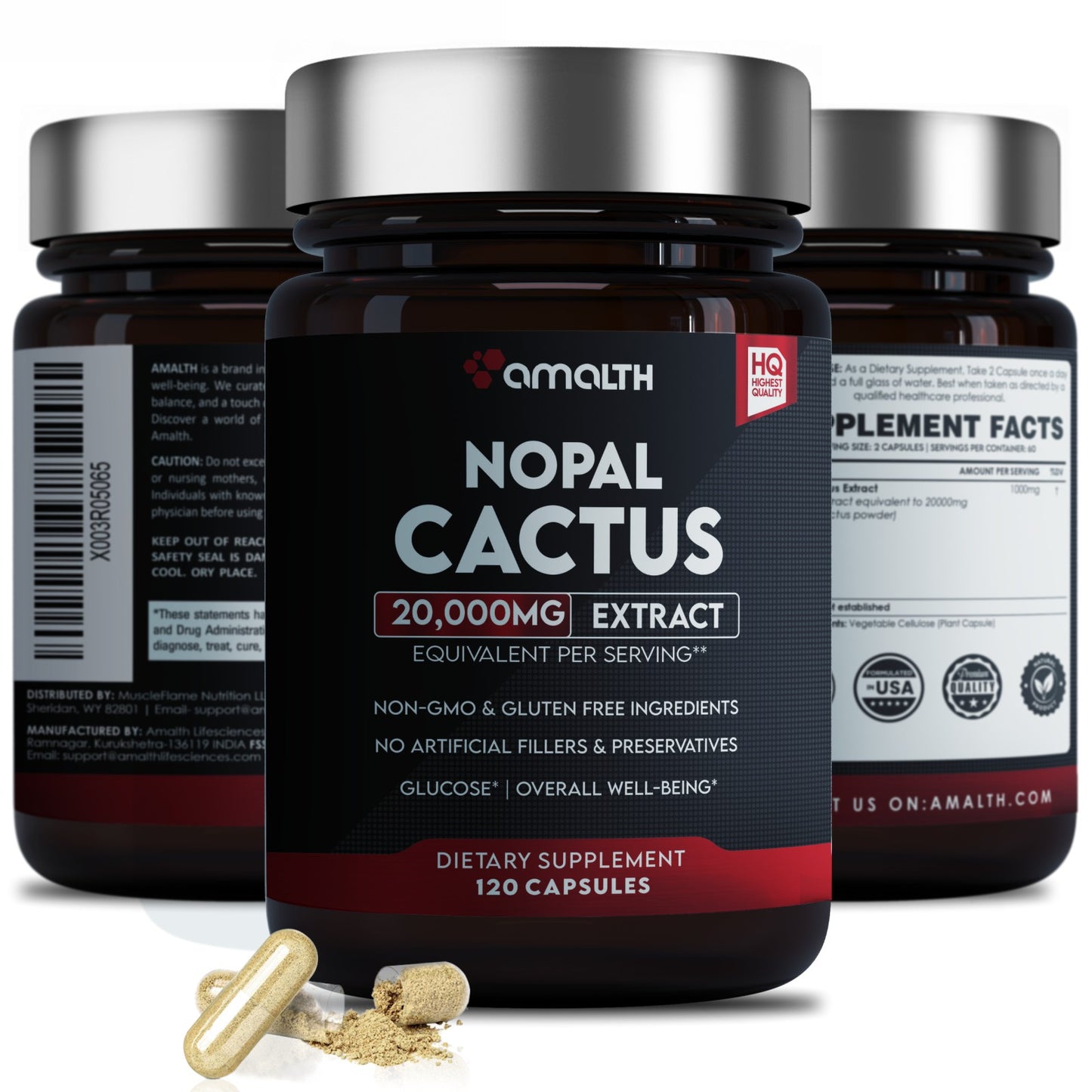 Nopal Cactus Extract Powder 120 Capsules