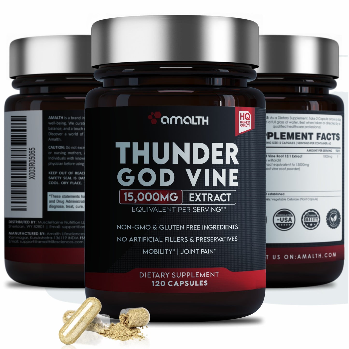 Thunder God Vine Root Extract 15:1 Supplement 120 Capsules