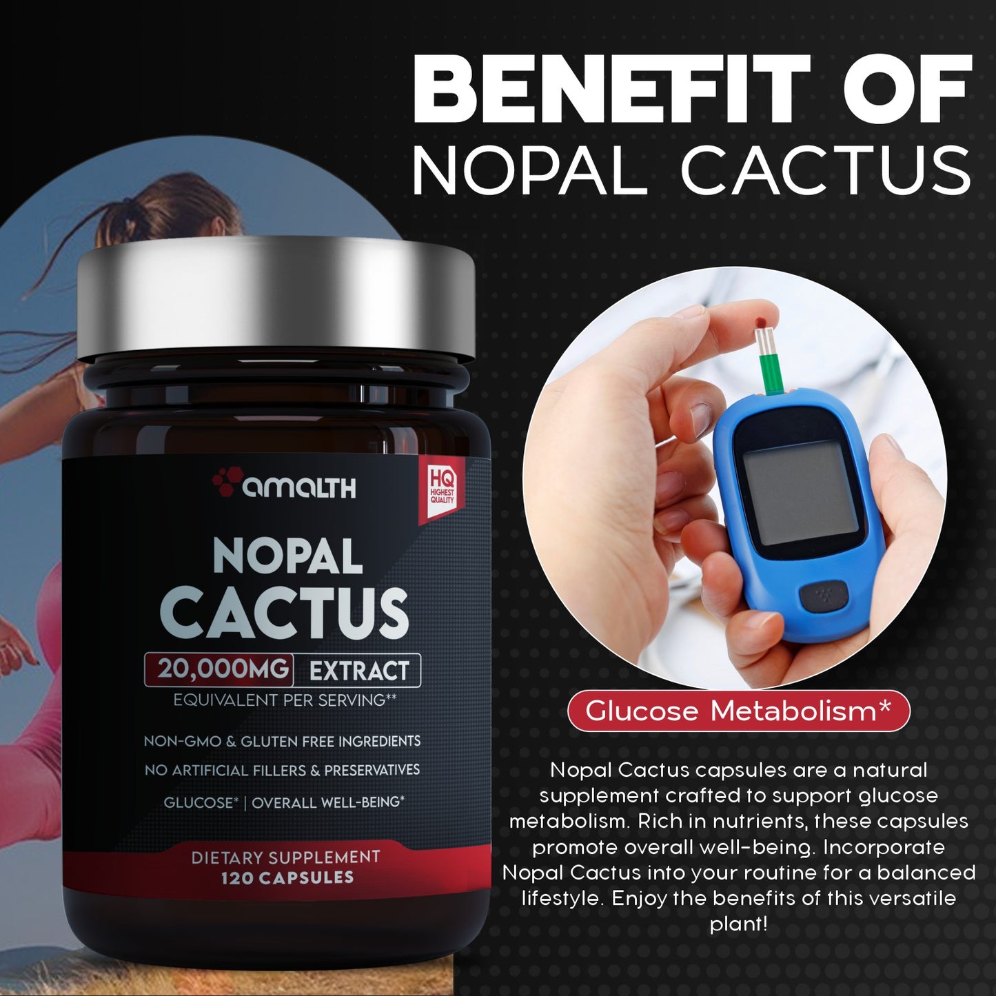 Nopal Cactus Extract Powder 120 Capsules