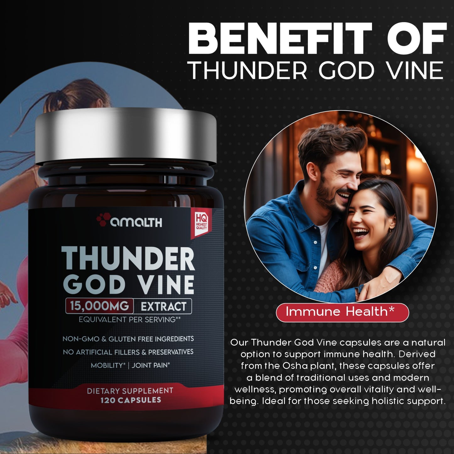 Thunder God Vine Root Extract 15:1 Supplement 120 Capsules