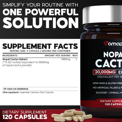 Nopal Cactus Extract Powder 120 Capsules