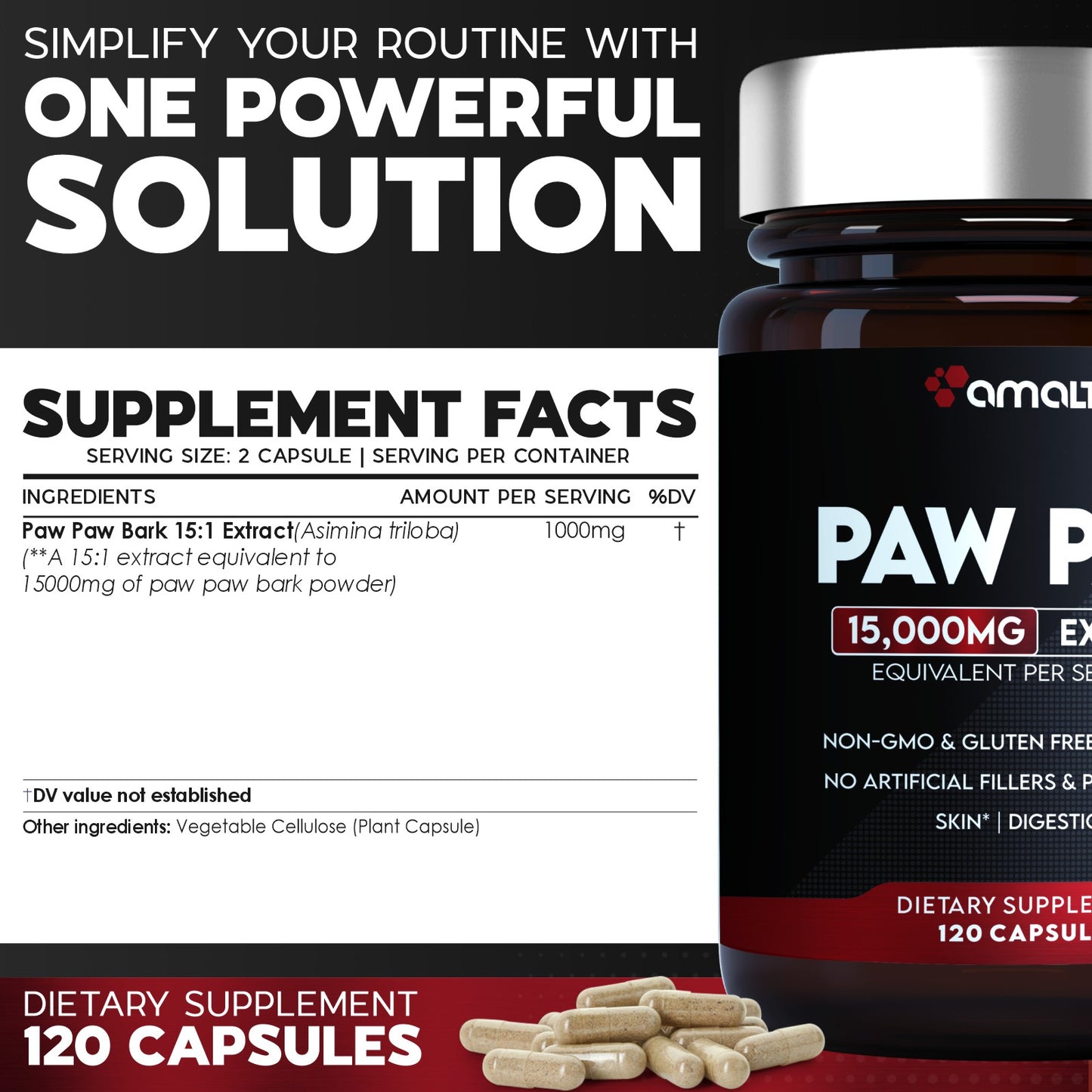 Paw Paw Root 15:1 Extract  120 Capsules