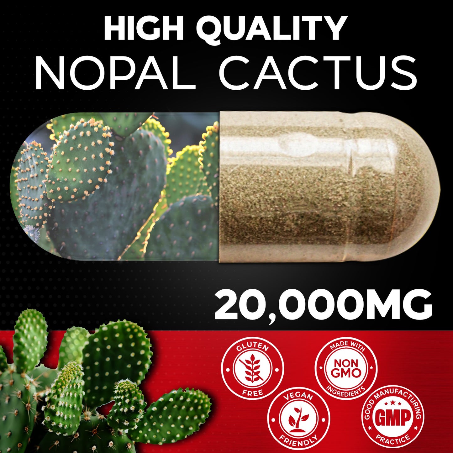 Nopal Cactus Extract Powder 120 Capsules